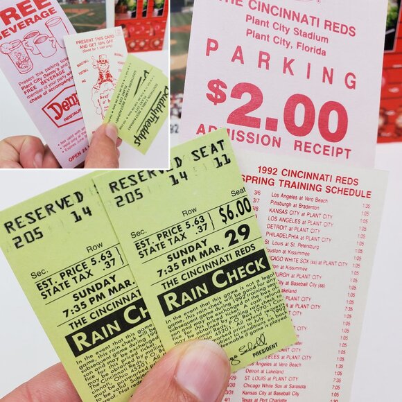 Cincinnati Reds Program Vintage 1992 Spring Training Tickets Schedule Etc. MLB - Picture 4 of 10